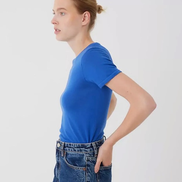 Majestic Filatures 100% Cashmere Short Sleeve Crewneck Sweater T-Shirt Blue 4 LG - Picture 3 of 11